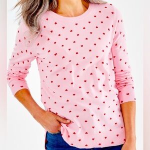Style & Co Women's Pink Heart Crewneck Pullover Sweater Size XL